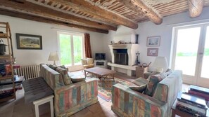 Fernseher, Kamin, Tischtennisplatte, Arbeitsbereiche