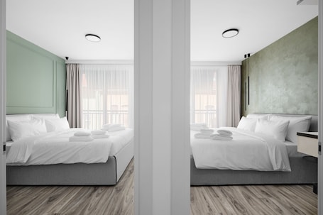 Two-Bedroom Family Apartment | 2 ๊ฐ์ ์นจ์ค, ๊ฐ์ค ๋ด ๊ธ๊ณ , ๋ฌด๋ฃ WiFi, ์นจ๋ ์ํธ