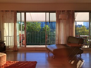 Tv, dvd-spelare, böcker och en stereo