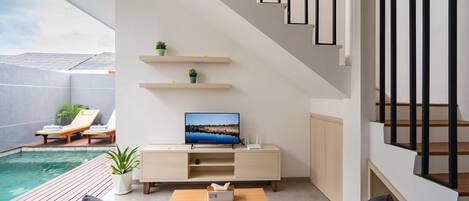 Vila standard | Área de estar | Smart TV 43 polegadas com canais a cabo