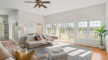 Una televisión, una chimenea