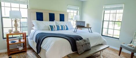 4 bedrooms, desk, iron/ironing board, travel cot