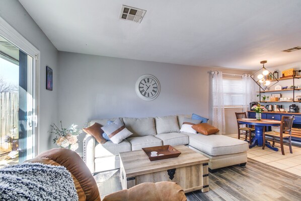 TV, fireplace - Welcoming Home w/ Yard ~ 10 Mi to Oklahoma City! (Moore)