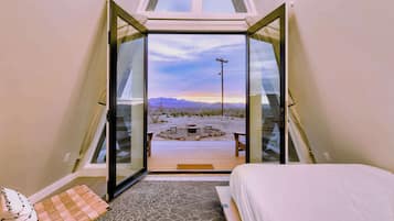 1 bedroom, desk, iron/ironing board, travel cot