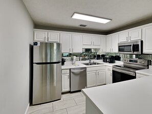 Fridge, microwave, oven, stovetop - Horizon South #60-203 | Cozy Balcony + Access to Pool & More! (Panama City Beach)