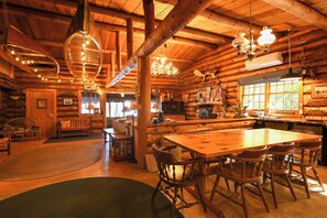 Dining - Beautiful open-concept log home in quiet setting on Thompson Lake. (Otisfield)