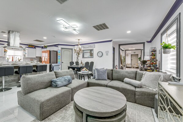 TV, fireplace, computer monitors