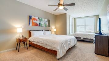 2 bedrooms, desk, iron/ironing board, internet