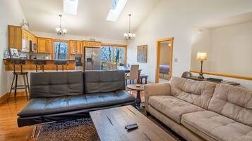 Fireplace, DVD player, foosball