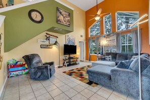 Smart TV, foosball, stereo