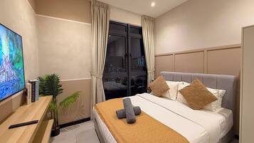 Apartamento real, 1 quarto, para não fumantes, geladeira e micro-ondas | Roupas de cama premium, individualmente decorados