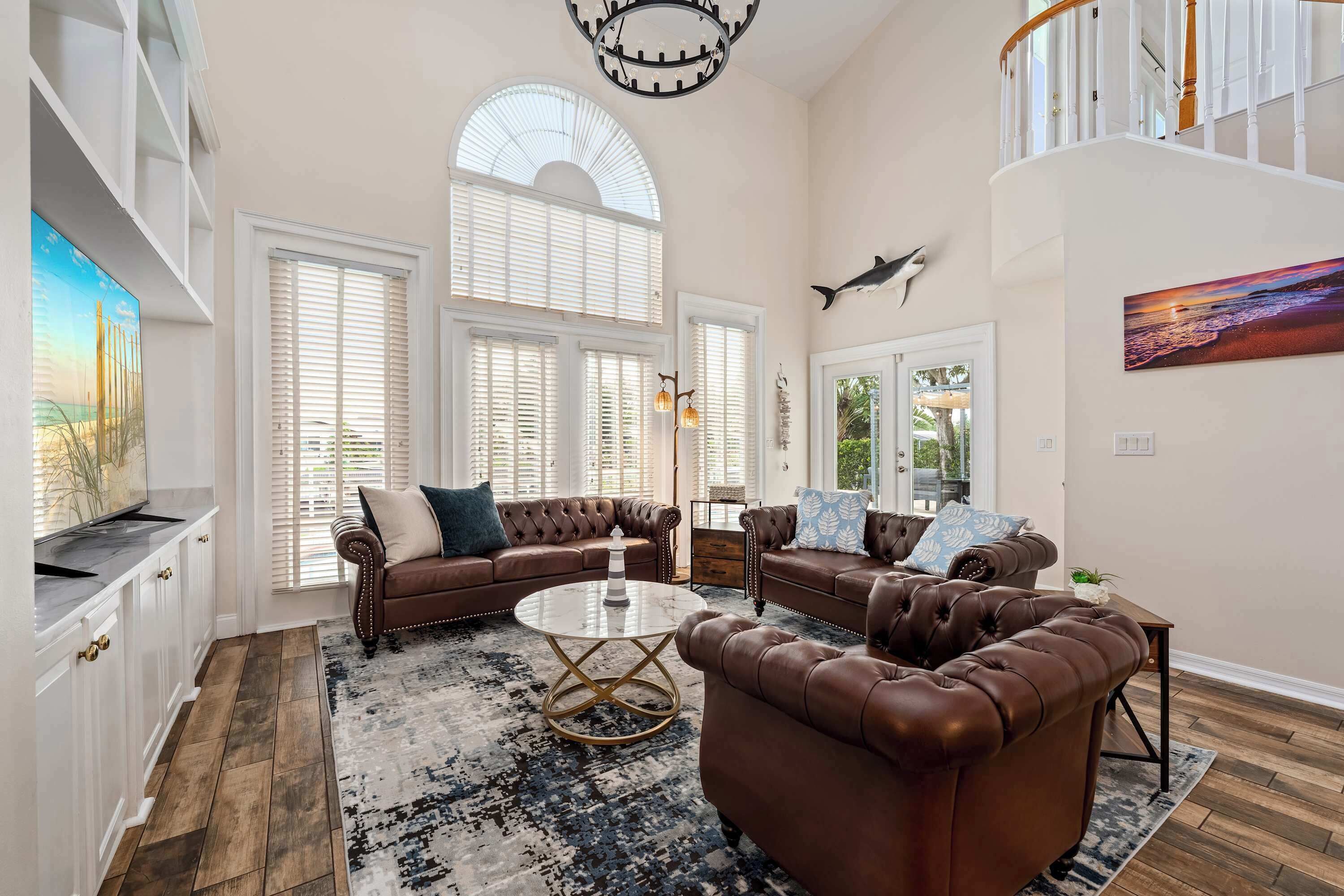 House, Multiple Beds, Pool Access, Garden View (Cocoon Island Villa) | Living area | 42-inch flat-screen TV with digital channels, fireplace