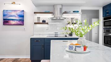 House, Multiple Beds, Pool Access, Garden View (Cocoon Island Villa) | Private kitchen | Fridge, microwave, oven, stovetop