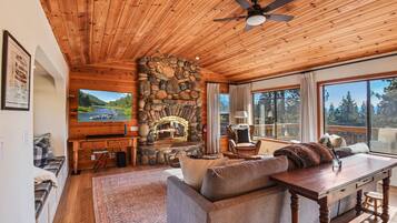 House, Multiple Beds, Patio | Living area | TV, fireplace