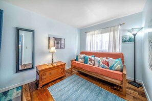 House, Multiple Beds, Patio, Garden View (Succulents & Seashells) | Living area | 42-inch flat-screen TV with digital channels - Succulents & Seashells Coastal Paradise by Beach (Marina)