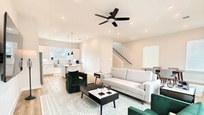 Townhome, Multiple Beds, Kitchen (Northside Retreat) | Living area | 42-inch flat-screen TV with digital channels - Northside Retreat Chic 3 Bdr, Pet Friendly! (Houston)