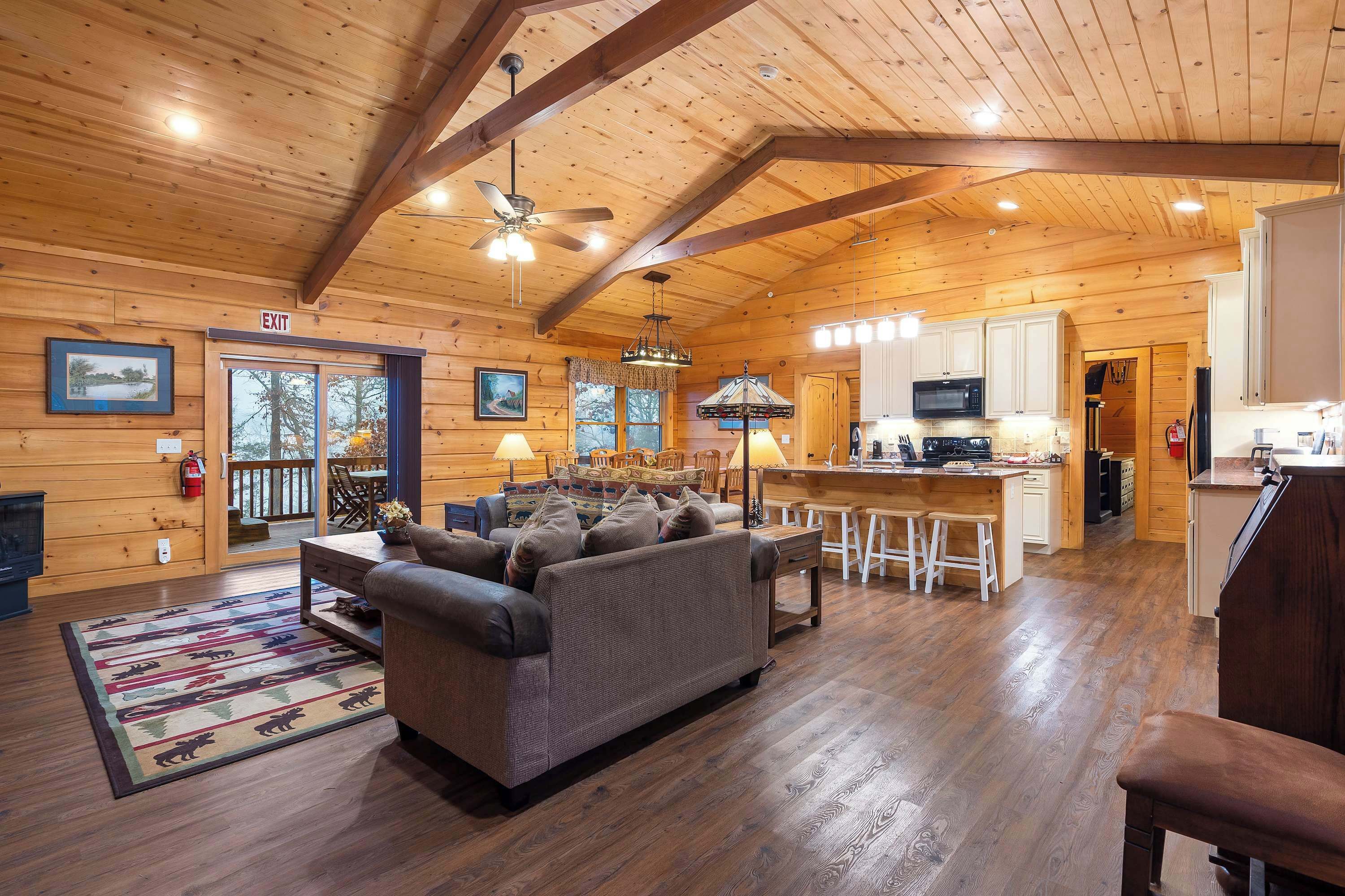 Cabin, Multiple Beds, Balcony, Pool View (Teal’s Treasure) | Living area | 42-inch flat-screen TV with digital channels, fireplace