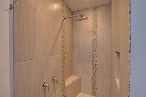 House, Multiple Beds, Patio, Garden View (The Salty Hippo) | Bathroom | Shower, hair dryer, towels