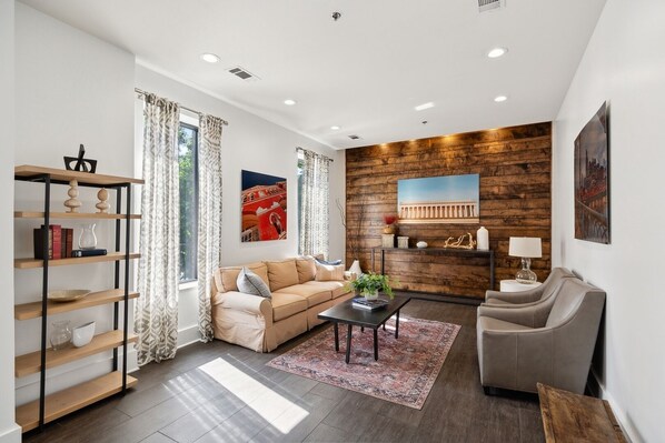 Condo, 1 King Bed, Kitchen, City View | Living area | TV - Urban Whiskey (Nashville)