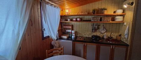 Fridge, microwave, coffee/tea maker