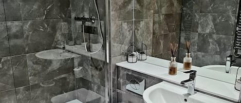 Apartment | Bathroom | Separate tub and shower, deep soaking tub, hair dryer, towels
