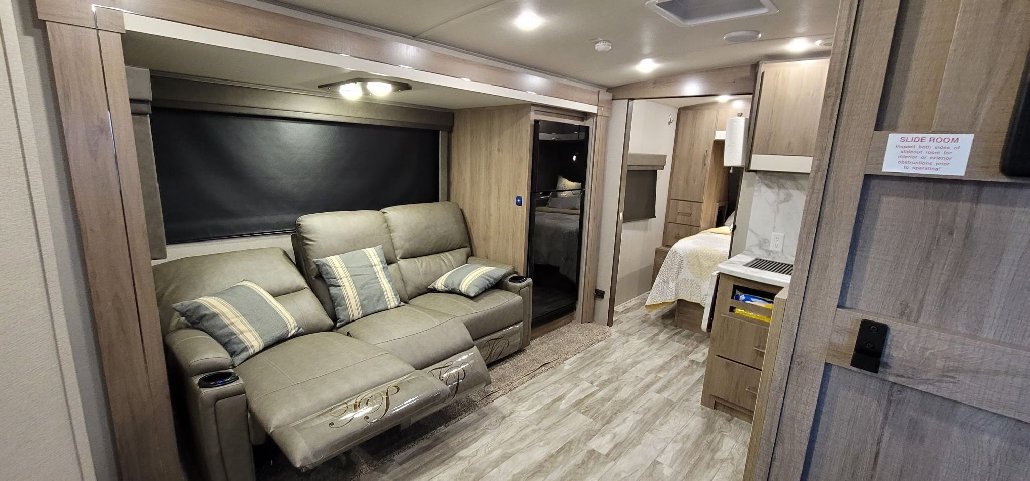 All three sections of the Sofa will recline into additional sleeping space
