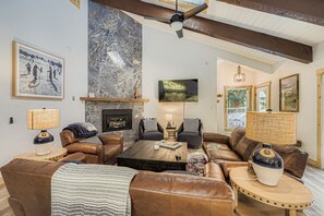 TV, fireplace, offices