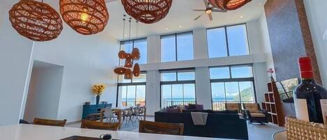 Premium Penthouse | Private kitchen | Full-size fridge, microwave, oven, stovetop