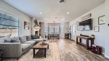 TV, fireplace, offices