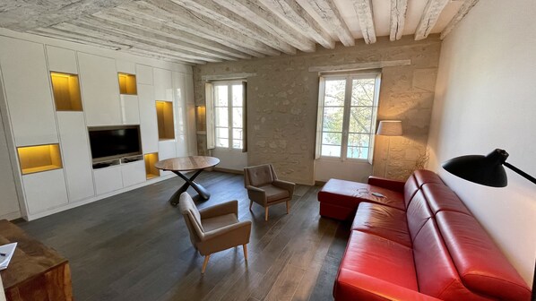 Living area - Superbe 2 P Notre Dame VUE SUR LA Seine ET Ceremonie Ouverture JO (Paris)