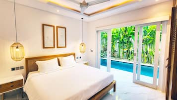 Luxury-Villa, 2 Schlafzimmer, eigener Pool | Zimmersafe, individuell dekoriert, individuell eingerichtet