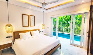 Luxury-Villa, 2 Schlafzimmer, eigener Pool | Zimmersafe, individuell dekoriert, individuell eingerichtet