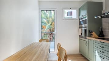 Fridge, microwave, oven, electric kettle