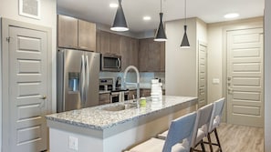 Fridge, dining tables
