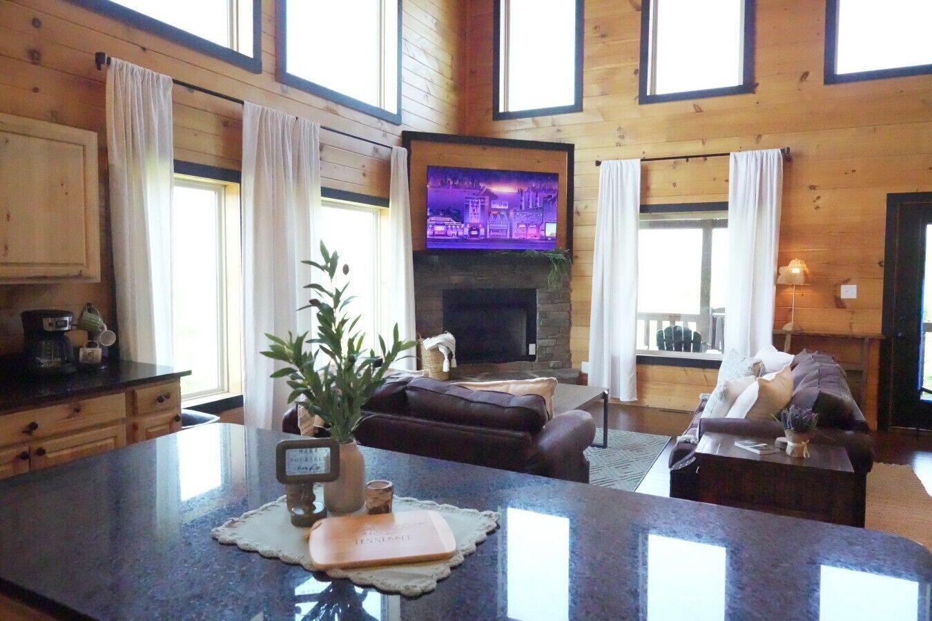 Smart TV, fireplace, video games, foosball