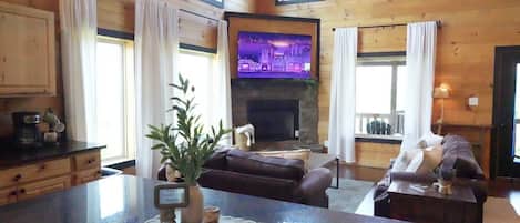 Smart TV, fireplace, video games, table football
