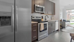 Fridge, dining tables