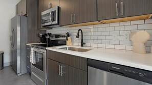 Fridge, dining tables