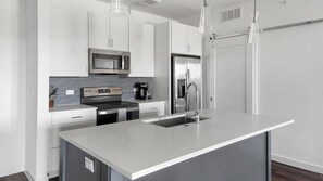 Fridge, dining tables