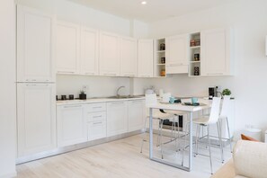 Apartment, 1 Bedroom | Private kitchen | Microwave, espresso maker, electric kettle, toaster