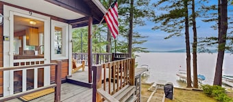 Lakefront cabin with deck, gas grill, kayaks, fireplace, & quick beach access