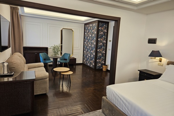 Suite | Hypo-allergenic bedding available, down comforters, minibar, desk
