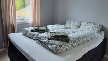 2 bedrooms, desk, iron/ironing board, travel crib