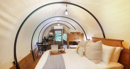 Covered Wagon Camping w/ Salt Water Hot Tub