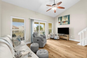 Condo, Multiple Beds (7E, Shell We Stay?) | Living area | TV, stereo - 7E, Shell We Stay? (Miramar Beach)