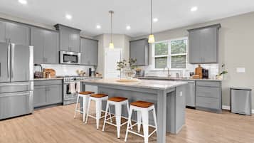 Fridge, microwave, oven, dishwasher