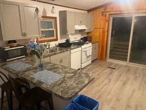 Frigorífico, microondas, horno y placa de cocina
