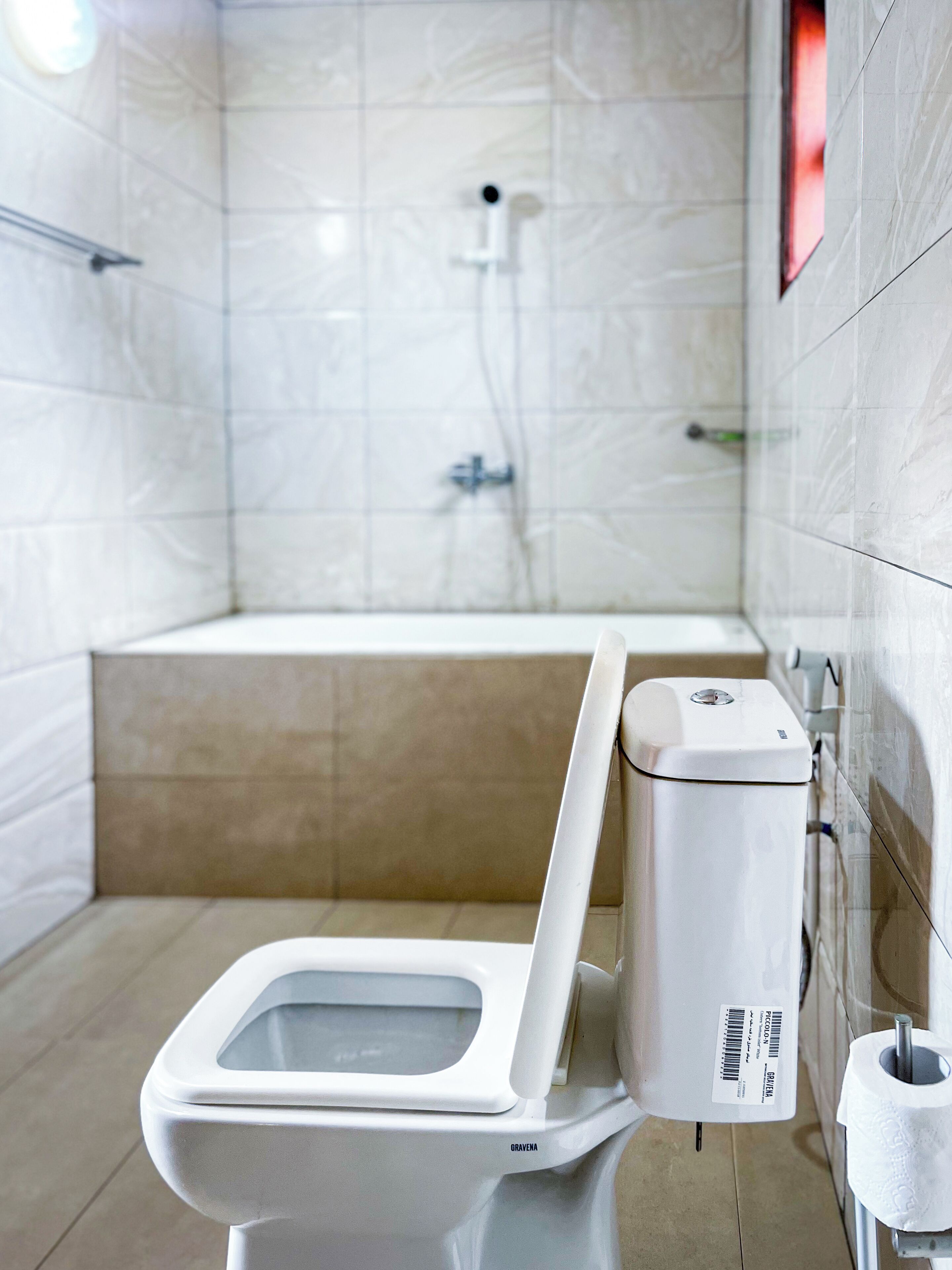 Une salle de bain moderne équipée de toilettes, d’un bidet et d’une baignoire.