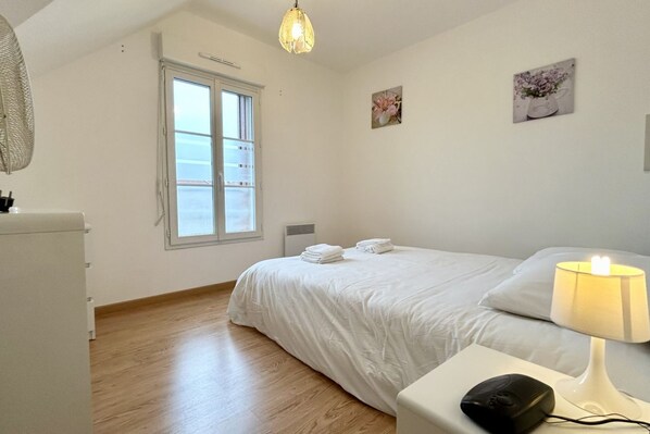 2 bedrooms, iron/ironing board, travel crib, WiFi