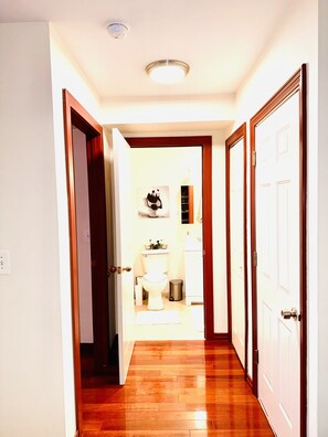 Sèche-cheveux, serviettes fournies, savon, papier toilette